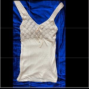Ralph Lauren blue label cotton crochet silk tank camisole